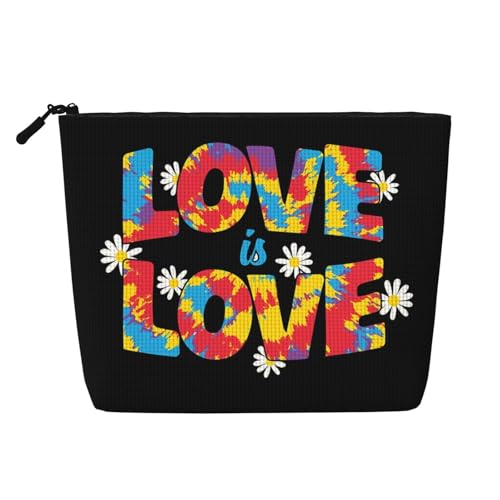 LGBT Pride Rainbow Gay Love is Love Bunte Make-up-Taschen Reise-Make-up-Tasche mit Reißverschluss Kosmetiktasche für Frauen von WAFICAC