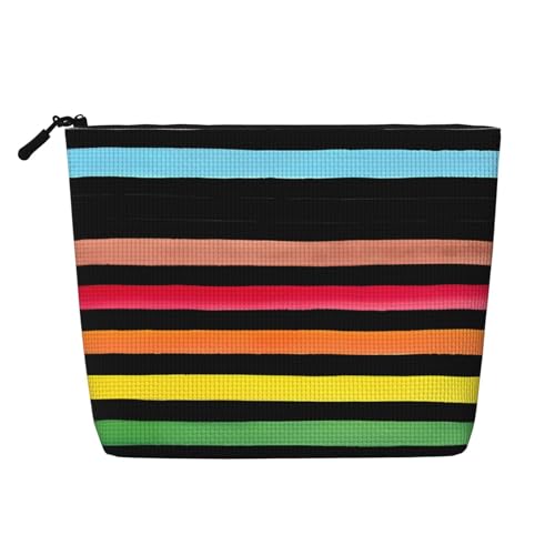 LGBT Pride Rainbow Gay Progress Pride Stripes Make-up-Taschen, Reise-Make-up-Tasche, Kosmetiktasche mit Reißverschluss für Frauen von WAFICAC