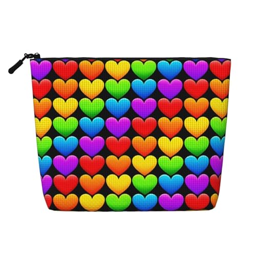 LGBT Regenbogen Gay Pride Flagge Bunte Herzen Make-up-Taschen Reise Make-up-Tasche Reißverschluss Kosmetiktasche für Frauen von WAFICAC