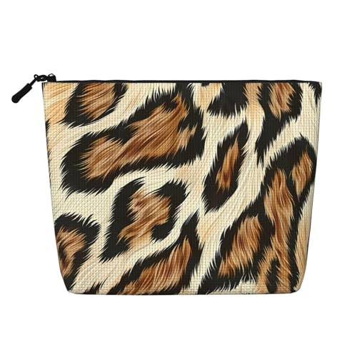 Leopardenfell-Texturen, Make-up-Tasche, Reise-Make-up-Tasche, Reißverschluss, Kosmetiktasche für Frauen von WAFICAC