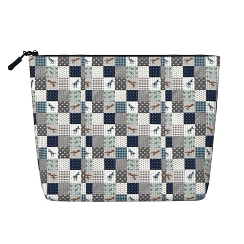 Lustige Dinosaurier Mint Plaid Make-up Taschen Reise Make-up Tasche Reißverschluss Kosmetiktasche für Frauen von WAFICAC