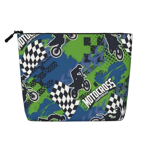 Make-up-Taschen für Motorrad-Motocross-Dirtbikes, Reise-Make-up-Tasche mit Reißverschluss, Kosmetiktasche für Frauen von WAFICAC
