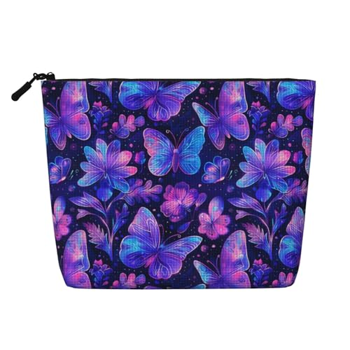 Neon Butterfly Make-up-Taschen Reise Make-up-Tasche Reißverschluss Kosmetiktasche für Frauen von WAFICAC