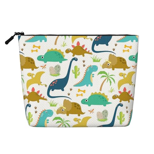 Niedliche Cartoon-Dinosaurier-Make-up-Taschen, Reise-Make-up-Tasche, Reißverschluss, Kosmetiktasche für Frauen von WAFICAC