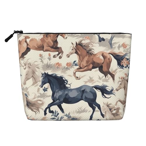 Pferde-Make-up-Taschen, Reise-Make-up-Tasche, Reißverschluss, Kosmetiktasche für Damen von WAFICAC