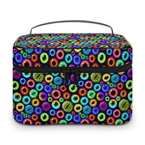 Reise-Make-up-Tasche mit Buntem Augen-Print für Damen, Kosmetiktaschen-Organizer mit weichen Grifffächern, Herren-Kulturtasche mit großem Fassungsvermögen, Kosmetiktasche für die Hautpflege, Camping von WAFICAC