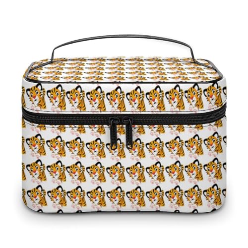 Reise-Make-up-Tasche mit Cartoon-Tigern, Kosmetiktasche, Organizer mit weichen Grifffächern, Herren, große Kapazität, Hautpflege-Kulturtasche, Camping, Hochzeit, Make-up-Tasche Reise-Make-up-Tasche mit Cartoon-Tigern, Kosmetiktasche, Organizer mit weichen Grifffächern, Herren, große Kapazität, Hautpflege-Kulturtasche, Camping, Hochzeit, Make-up-Tasche von WAFICAC