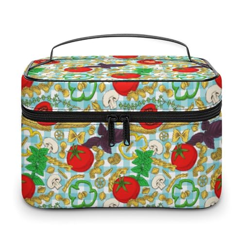 Reise-Make-up-Tasche mit lustigem Essen-Nudel-Aufdruck für Frauen, Kosmetiktaschen-Organizer mit weichen Grifffächern, Herren-Kulturtasche mit großem Fassungsvermögen, Kosmetiktasche für die Hautpfl von WAFICAC