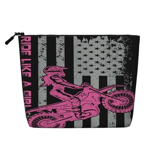 Ride Like a Girl Motocross Dirt Bikes Make-up-Taschen Reise-Make-up-Tasche Reißverschluss-Kosmetiktasche für Frauen Ride Like a Girl Motocross Dirt Bikes Make-up-Taschen Reise-Make-up-Tasche Reißverschluss-Kosmetiktasche für Frauen von WAFICAC