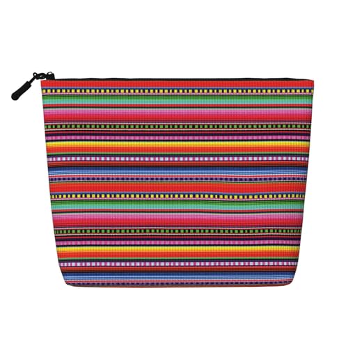 Serape Regenbogenstreifen mexikanisches Muster Make-up-Taschen Reise-Make-up-Tasche Reißverschluss Kosmetiktasche für Frauen von WAFICAC