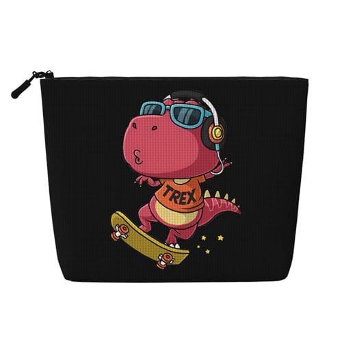 Skate T-Rex Skateboarding Dinosaurier Skater Make-up-Taschen Reise Make-up-Tasche Reißverschluss Kosmetiktasche für Frauen von WAFICAC