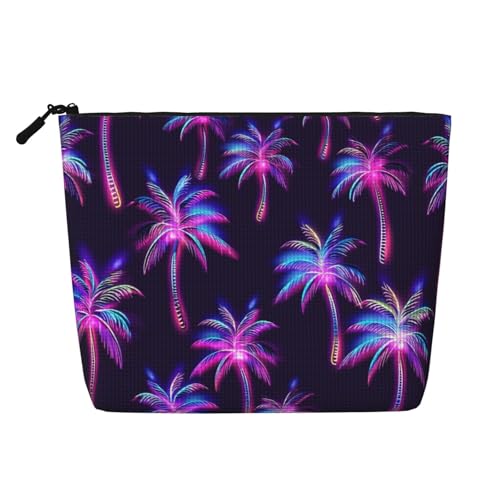 Tropische Hawaiian Neon Palm Blätter Make-up Taschen Reise Make-up Tasche Reißverschluss Kosmetiktasche für Frauen von WAFICAC