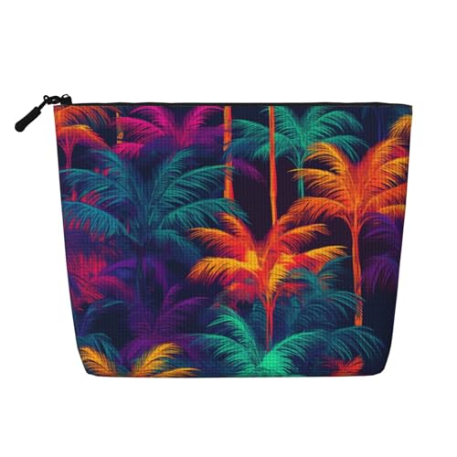 Tropische Hawaiian Neon Palm Blätter Make-up Taschen Reise Make-up Tasche Reißverschluss Kosmetiktasche für Frauen von WAFICAC