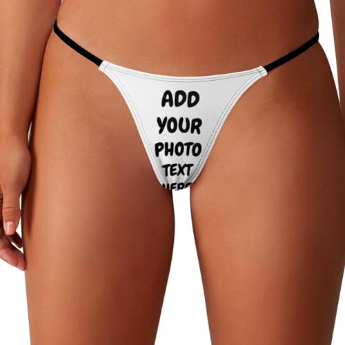 WAFICAC Personalisierte Tangas für Frauen - T-Rücken-Unterwäsche-Höschen mit Fototext von WAFICAC