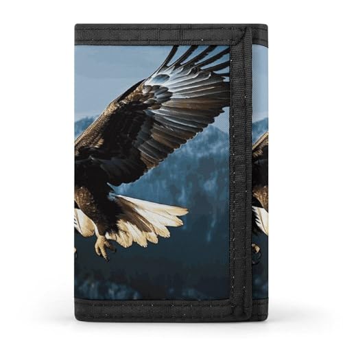 WAFICAC Dreifach gefaltete Geldbörse für Herren, Adler bei der Jagd, Münzgeldbörse, schmaler Geldscheinklammer-Kreditkartenhalter mit 8 Kartenfächern von WAFICAC
