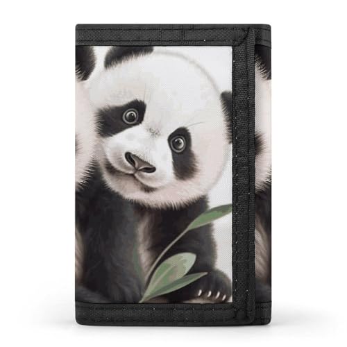 WAFICAC Dreifach gefaltete Geldbörse für Herren, Baby-Pandas-Münzgeldbörse, schmaler Geldscheinklammer-Kreditkartenhalter mit 8 Kartenfächern von WAFICAC