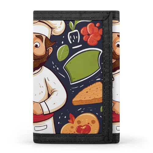 WAFICAC Dreifach gefaltete Geldbörse für Herren, Chef-Pizza-Münzbörse, schmaler Geldscheinklammer-Kreditkartenhalter mit 8 Kartenfächern von WAFICAC