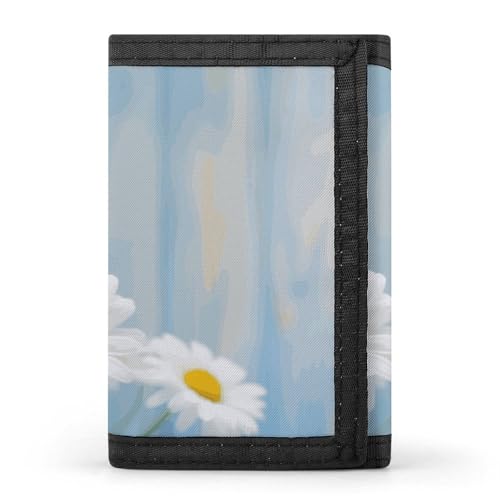 WAFICAC Dreifach gefaltete Geldbörse für Herren, Elegantes Münzgeldbörse mit Frühlings-Gänseblümchen-Motiv, schmaler Geldklammer-Kreditkartenhalter mit 8 Kartenfächern von WAFICAC