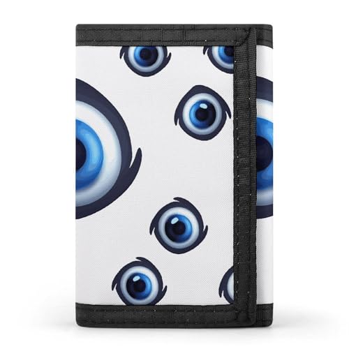 WAFICAC Dreifach gefaltete Geldbörse für Herren, Evil Eyes Münzbörse, schmaler Geldscheinklammer-Kreditkartenhalter mit 8 Kartenfächern von WAFICAC