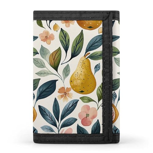 WAFICAC Dreifach gefaltete Geldbörse für Herren, Figs and Pears, Münzbörse, schmaler Geldscheinklammer-Kreditkartenhalter mit 8 Kartenfächern von WAFICAC