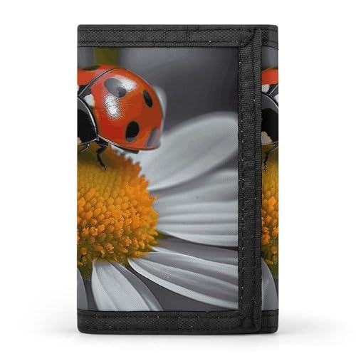 WAFICAC Dreifach gefaltete Geldbörse für Herren, Marien -Gänseblümchen-Münzbörse, schmaler Geldscheinklammer-Kreditkartenhalter mit 8 Kartenfächern von WAFICAC