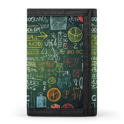 WAFICAC Dreifach gefaltete Geldbörse für Herren, Münzbörse mit Mathe-Fragen, schmaler Geldklammer-Kreditkartenhalter mit 8 Kartenfächern von WAFICAC