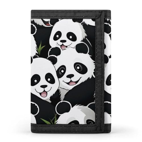 WAFICAC Dreifach gefaltete Geldbörse für Herren, Münzbörse mit Panda-Muster, schmaler Geldklammer-Kreditkartenhalter mit 8 Kartenfächern von WAFICAC