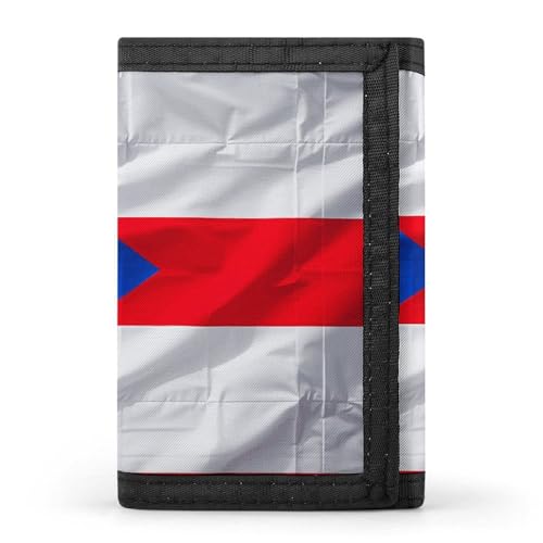WAFICAC Dreifach gefaltete Geldbörse für Herren, Münzbörse mit Puerto-Rico-Flagge, schmaler Geldscheinklammer-Kreditkartenhalter mit 8 Kartenfächern von WAFICAC