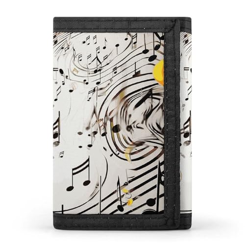 WAFICAC Dreifach gefaltete Geldbörse für Herren, Münzgeldbörse mit Musiknoten-Aufdruck, schmaler Geldklammer-Kreditkartenhalter mit 8 Kartenfächern von WAFICAC