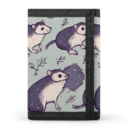 WAFICAC Dreifach gefaltete Geldbörse für Herren, Opossum-Münzgeldbörse, schmaler Geldklammer-Kreditkartenhalter mit 8 Kartenfächern von WAFICAC
