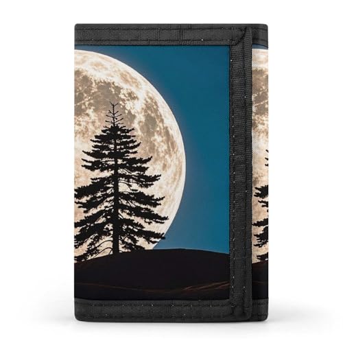 WAFICAC Dreifach gefaltete Geldbörse für Herren, Pine Trees of The Moon, Münzbörse, schmaler Geldscheinklammer-Kreditkartenhalter mit 8 Kartenfächern von WAFICAC