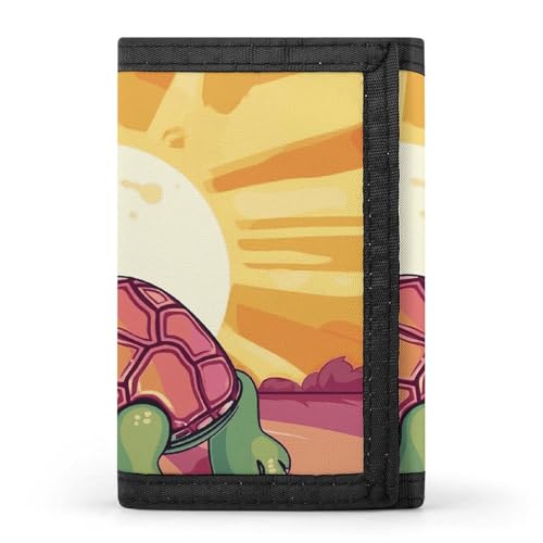 WAFICAC Dreifach gefaltete Geldbörse für Herren, Schildkröte in der Sonne, Münzbörse, schmaler Geldscheinklammer-Kreditkartenhalter mit 8 Kartenfächern von WAFICAC
