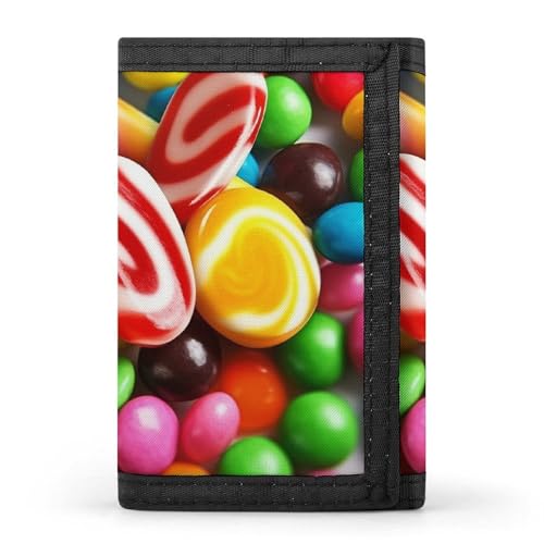 WAFICAC Dreifach gefaltete Geldbörse für Herren, buntes Bonbon-Münzportemonnaie, schmaler Geldscheinklammer-Kreditkartenhalter mit 8 Kartenfächern von WAFICAC