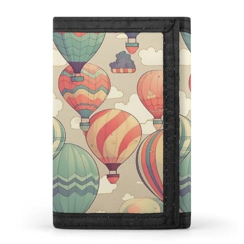 WAFICAC Dreifach gefaltete Geldbörse für Herren, buntes Heißluftballon-Münzportemonnaie, schmaler Geldscheinklammer-Kreditkartenhalter mit 8 Kartenfächern von WAFICAC