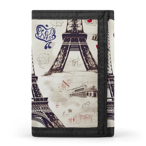 WAFICAC Dreifach gefaltete Geldbörse für Herren, französisches Paris-Tour-Eiffelturm-Geldbörse, schmaler Geldklammer-Kreditkartenhalter mit 8 Kartenfächern von WAFICAC