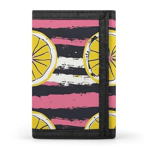 WAFICAC Dreifach gefaltete Geldbörse für Herren, gelbe Zitronenscheiben, Münzbörse, schmaler Geldscheinklammer-Kreditkartenhalter mit 8 Kartenfächern von WAFICAC
