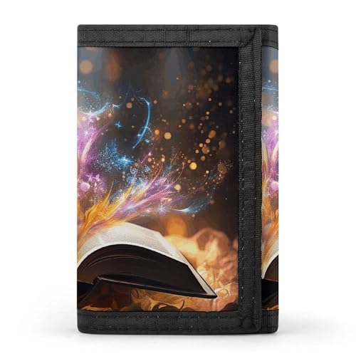 WAFICAC Dreifach gefaltete Geldbörse für Herren, offenes Buch und leichtes Münzfach, schmaler Geldklammer-Kreditkartenhalter mit 8 Kartenfächern von WAFICAC