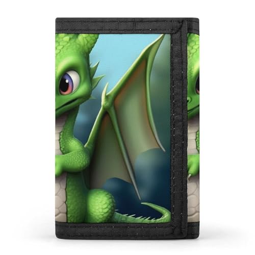WAFICAC Dreifach gefaltete Geldbörse für Herren, süßes Münzgeldbörse mit Drachenmotiv, schmaler Geldklammer-Kreditkartenhalter mit 8 Kartenfächern von WAFICAC