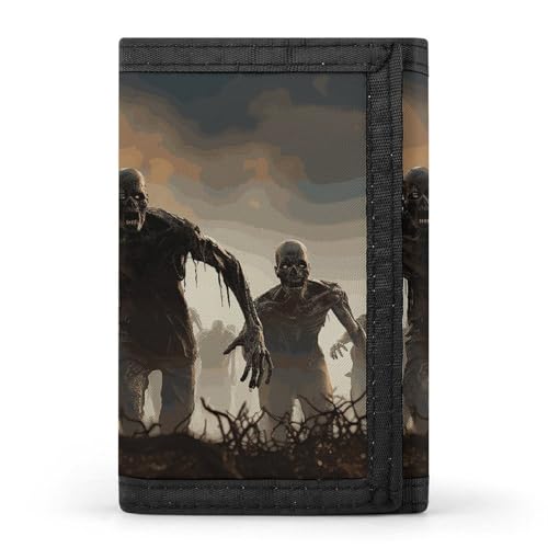 WAFICAC Dreifach gefaltete Geldbörse für Herren, viele Zombie-Münzgeldbörsen, schmaler Geldklammer-Kreditkartenhalter mit 8 Kartenfächern von WAFICAC