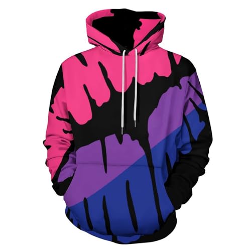 WAFICAC Pullover mit Rundhalsausschnitt und Kängurutasche von Kiss with Bisexual Pride Flag von WAFICAC