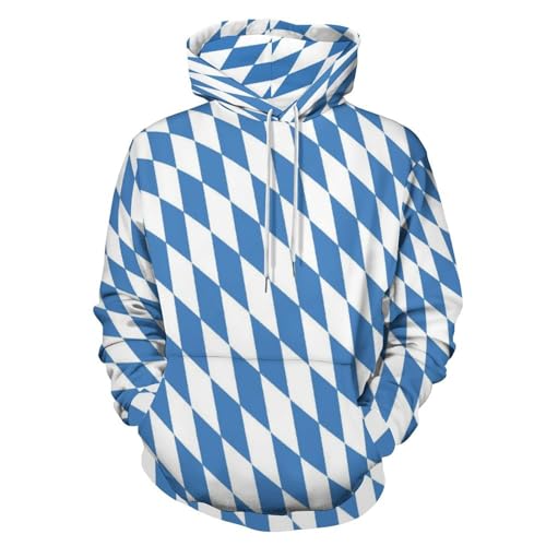 WAFICAC Pullover mit bayerischer Flagge, modisches Street-Sweatshirt mit Rundhalsausschnitt und Kängurutasche von WAFICAC
