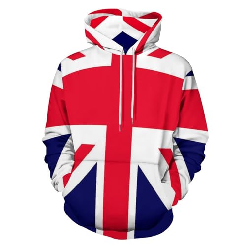 WAFICAC Pullover mit britischer Flagge, modisches Street-Sweatshirt mit Rundhalsausschnitt und Kängurutasche von WAFICAC