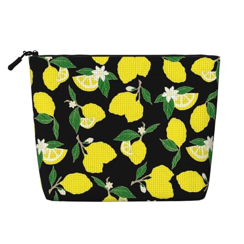 Zitronenblätter Blumen Make-up-Taschen Reise Make-up-Tasche Reißverschluss Kosmetiktasche für Frauen von WAFICAC