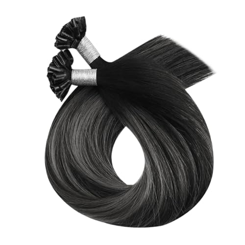 Nails Tip Haarverlängerungen Echthaar Haarmaschine Remy For Frauen Straight Utip Extensions Einfach Zu Verwenden(1B-Silver-1B,14inches) von WAFOHSR