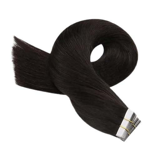 Tape-in-Haarverlängerungen, Echthaar, For Frauen, Unsichtbar, Nahtlos, PU-Hautschuss, Glattes Haar, Tape-ins Einfach Zu Verwenden(12 inches,2) von WAFOHSR