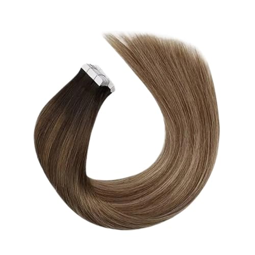 Tape-in-Haarverlängerungen, Echthaar, For Frauen, Unsichtbar, Nahtlos, PU-Hautschuss, Glattes Haar, Tape-ins Einfach Zu Verwenden(12 inches,4-10-16) von WAFOHSR