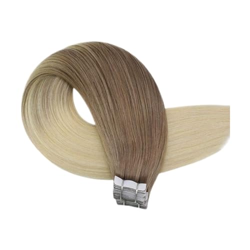 Tape-in-Haarverlängerungen, Echthaar, For Frauen, Unsichtbar, Nahtlos, PU-Hautschuss, Glattes Haar, Tape-ins Einfach Zu Verwenden(12 inches,Ba8-60) von WAFOHSR