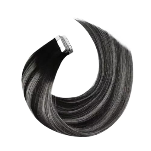 Tape-in-Haarverlängerungen, Echthaar, For Frauen, Unsichtbar, Nahtlos, PU-Hautschuss, Glattes Haar, Tape-ins Einfach Zu Verwenden(14inches,1B-S-1B) von WAFOHSR