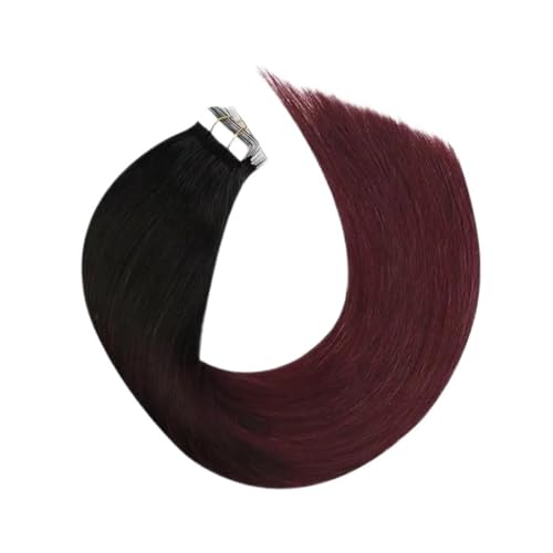 Tape-in-Haarverlängerungen, Echthaar, For Frauen, Unsichtbar, Nahtlos, PU-Hautschuss, Glattes Haar, Tape-ins Einfach Zu Verwenden(14inches,BA1B-99J) von WAFOHSR