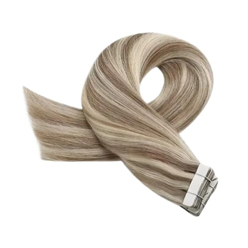 Tape-in-Haarverlängerungen, Echthaar, For Frauen, Unsichtbar, Nahtlos, PU-Hautschuss, Glattes Haar, Tape-ins Einfach Zu Verwenden(16inches,P9A-60) von WAFOHSR